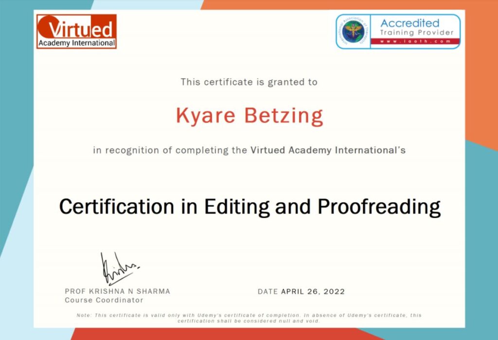 A certification in editing and proofreading.